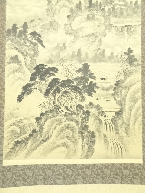 道具 ] - 道具 陳文翰筆 水墨山水 肉筆絹本掛軸 | ネットショップ圭